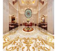HAN MAN XIU Sticker mural 3D auto-adhésif pour carrelage marbre rose doré fresque décorative artistique pour chambre et salle de bain