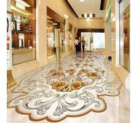 HAN MAN XIU Sticker mural décoratif 3D auto-adhésif pour carrelage de sol motif marbre rose doré pour chambre ou salle de bain