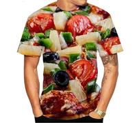 HAN MAN XIU Summer Pizza Pattern Food 3D Printed T-Shirt Boys Girls Casual Loose Round