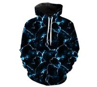 HAN MAN XIU Sweat à Capuche imprimé 3D avec Motif éclair et Rayures irrégulières pour Hommes et Femmes Sweatshirts décontractés Streetwear