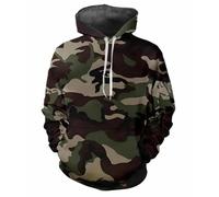 HAN MAN XIU Sweat à Capuche imprimé 3D Camouflage Jungle - Sweat-Shirt de Sport pour Homme et Femme, Sweat-Shirt Ample décontracté pour Les Sports de Plein air, à Manches Longues et Capuche