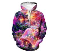 HAN MAN XIU Sweat à Capuche imprimé 3D Motif Autumn Fantasy Wonderland Série Sweat-Shirt Oversize pour Homme et Femme