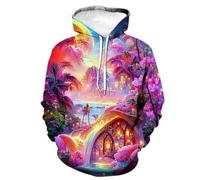 HAN MAN XIU Sweat à Capuche imprimé 3D Motif Autumn Fantasy Wonderland Series pour Hommes et Femmes, Pull Oversize