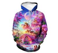 HAN MAN XIU Sweat à Capuche imprimé 3D Motif Autumn Fantasy Wonderland Series - Sweat-Shirt Oversize pour Homme et Femme