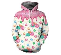 HAN MAN XIU Sweat à Capuche imprimé en 3D avec Motif Bonbon pour Homme et Femme, Manches Longues, Printemps et Automne