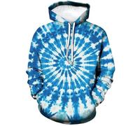 HAN MAN XIU Sweat à Capuche imprimé Motif Tourbillon Teint en Couleur pour Hommes et Femmes - Sweat à Capuche décontracté Streetwear Sportswear