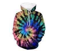 HAN MAN XIU Sweat à Capuche imprimé Motif Tourbillon Teint en Couleur pour Hommes et Femmes, Sweat-Shirt décontracté Streetwear et Sportswear