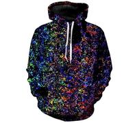 HAN MAN XIU Sweat à Capuche Long à Motif géométrique imprimé en 3D Couleur, Streetwear pour Homme et Femme, Sport et Loisirs