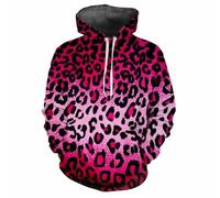 HAN MAN XIU Sweat à Capuche Streetwear Harajuku imprimé léopard Rouge pour garçons et Filles, Style Sexy, Confortable, Tendance Hip-hop