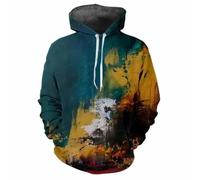HAN MAN XIU Sweat-Shirt à Capuche décontracté à Manches Longues pour Hommes et Femmes, imprimé numérique avec Motif pigmenté en Couleur