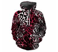 HAN MAN XIU Sweat-Shirt Harajuku Street imprimé léopard Rouge pour garçons et Filles Style Sexy Sweat à Capuche Hip-hop Confortable et Tendance