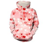 HAN MAN XIU Sweat-Shirt imprimé 3D Motif cœur Style Couple Romantique - Sweat à Capuche Ample, Confortable, Sportif, décontracté et Tendance
