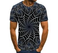 HAN MAN XIU T-Shirt à Motif géométrique rétro et Illusion d'optique pour Hommes et Femmes, col Rond, imprimé 3D, Ample, Manches Courtes