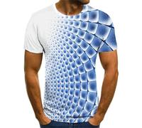 HAN MAN XIU T-Shirt à Motif géométrique rétro et Illusion d'optique pour Hommes et Femmes, col Rond, imprimé 3D, Ample, Manches Courtes