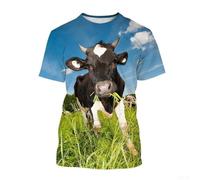 HAN MAN XIU T-Shirt imprimé en 3D avec Motif Animalier Amusant, Style Harajuku, Coupe Ample, Manches Courtes, pour Hommes et Femmes