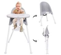 HAN-MM Chaise haute pliante, pliage en un clic, économise de l'espace, double plateau amovible, chaise pour bébé, voyage en voiture, convertible 3 en 1, harnais à 3 points, repose-pieds réglable,