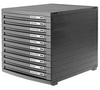HAN Module à tiroirs CONTUR - système de classement moderne et modulaire, extensible, avec 10 tiroirs fermés pour documents jusqu´au format B4, gris foncé, 1510-191