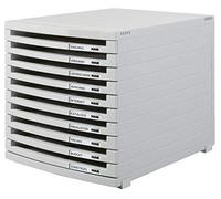 HAN Module à tiroirs CONTUR - système de classement moderne et modulaire, extensible, avec 10 tiroirs ouverts pour documents jusqu´au format B4, gris clair, 1510-0-11