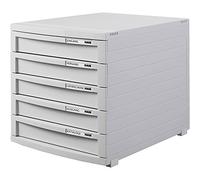 HAN Module à tiroirs CONTUR - système de classement moderne et modulaire, extensible, avec 5 tiroirs fermés pour documents jusqu´au format B4, gris clair, 1505-11