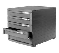 HAN Module à tiroirs CONTUR - système de classement moderne et modulaire, extensible, avec 5 tiroirs fermés pour documents jusqu´au format B4, gris foncé, 1505-191