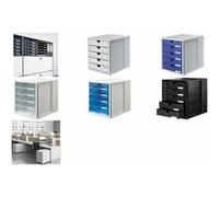 HAN Boîte à tiroirs Systembox 1450 – 5 tiroirs fermés – format DIN A4 et plus – bleu translucide