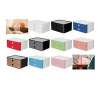 HAN Boîte de rangement Smart-Box Allison – compacte, 2 tiroirs, ultra brillante, gris 1120-19