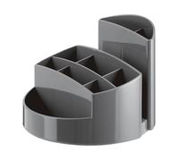 HAN Pot à crayons RONDO – 9 compartiments, ultra brillant, qualité supérieure – Gris foncé