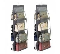 HAN SHENG Lot de 2 organiseurs de sac à main à 8 poches à suspendre - Organiseur transparent à suspendre - Sac de rangement pour collection de sacs à main, armoire, placard, économise de l'espace