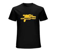 Han Shot First Fashion Movie Shubuzhi Top Unisex 100% Cotton Short-Sleeve T-Shirts Black L