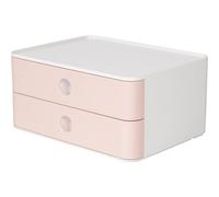 HAN SMART-BOX ALLISON - boîte de rangement design compacte avec 2 tiroirs, ultra brillante et de qualité supérieure, rose pastel, 1120-86