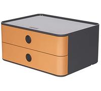 HAN SMART-BOX ALLISON - boîte de rangement design compacte avec 2 tiroirs, ultra brillante et de qualité supérieure, caramel, 1120-83