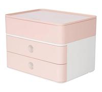 HAN SMART-BOX PLUS ALLISON - Boîte de rangement design compacte avec 2 tiroirs et un organiseur avec couvercle, rose pastel, 1100-86