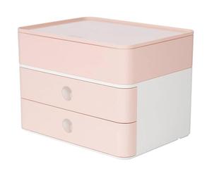 HAN SMART-BOX PLUS ALLISON - Boîte de rangement design compacte avec 2 tiroirs et un organiseur avec couvercle, rose pastel, 1100-86