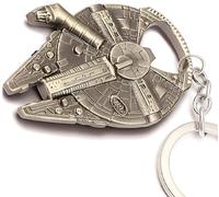 Han Solo`s Millennium Falke - Décapsuleur en optique vaisseau spatial avec porte-clés, optique acier inoxydable 60x45mm, cadeau pour les fans de Star Wars (1)