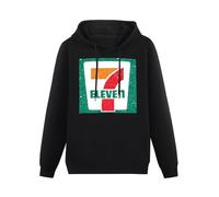 HAN XIANYAN 7 Eleven Logo Men Black Cotton Hoodies Print Unisex Sweatshirts 3XL