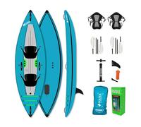 HANA Cruiser 1/2P Kayak Gonflable - Pack Complet 1 ou 2 Places - Canoë Stable & Robuste - Plancher Dropstitch - Inclus : 2 Pagaies, 2 Sièges, Pompe, Sac - Idéal Mer, Lac & Rivière - 340cm