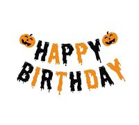 HANABASS 1 ensemble Bannière Anniversaire Feutre pour Fête Halloween Décoration de Fond Colorée avec Motifs Joyeux pour Anniversaire et Halloween Réutilisable