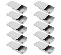 HANABASS 10 Pièces Boîte de Rangement Métallique Compacte Argentée en Tôle avec Couvercle Coulissant et Butée, Porte-épingles à Cheveux Portable pour Bureau ou Maison
