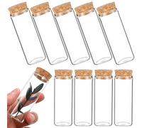 HANABASS 10 Pièces Flacons de Conservation en Verre Borosilicaté avec Bouchons en Liège, Faciles à Nettoyer et Étanches, pour Œuvres D'art et Réactifs Chimiques
