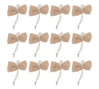 HANABASS 12 Nœuds en Toile de Jute Marron Décoratifs pour Mariage et Fête, Accessoires Rustiques en Lin Faits Main, pour Décoration de Présents de Noël