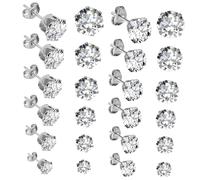 HANABASS 12paires Boucles Oreilles Zircone Cubique pour Femme Design Classique et Délicat Fermoirs Rainurés