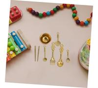 HANABASS 16 Pièces Miniature Dollhouse Kitchen Utensils Set Mini Doll Bowl Fork Spoon for Pretend Play Realistic Dollhouse Accessories for Interactive Toy Cooking and Dining