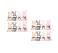HANABASS 16 Pièces Porte Clés Peluche Lapin Mignon avec Nœud Porte Clés Suspendu Décoratif Mini Pendentif Lapin Doux pour Sacs et Décorations Festives