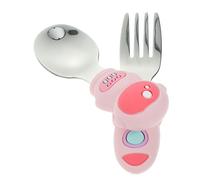 HANABASS 1ensemble Set De Ustensiles Acier Avec Poignée Silicone Pour Garçon Fille Cuillère Et Fourchette à Apprentissage Autonome Design Mignon Avec Boîte Forme De Fusée