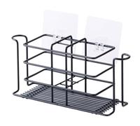 HANABASS 1pièce Support Mural sans Perçage Robuste pour Salle de Bain Étagère de Rangement Minimaliste pour Brosses à Dents Gobelets et Accessoires de Toilette Design Aéré Anti-Eau