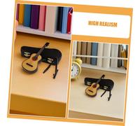 HANABASS 2 ensembles Modèle Guitare Miniature Bois avec Support et Étui Décoration de Bureau Compacte et Cadeau pour Amateurs et Diplômés de Musique Ensemble