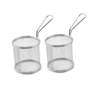 HANABASS 2 Ensembles Panier De Friture Acier Inoxydable Lot de Panier Rond pour Frites Poulet Et Snacks Accessoire De Cuisine Pratique pour Friteuse À Air Et Snack Bars 2 Pièces * 2