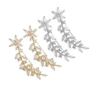 HANABASS 2 paires Boucles Oreilles Grimpeuses Fleurs Scintillantes avec Pierres Bijoux Mariage Femmes Style Moderne et Élégant pour Fêtes et Cérémonies