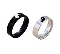 HANABASS 2 pièces Bague Couple Yin Yang Tai Chi Inoxydable Anneaux Assortis Unisexes Résistants pour Cadeau Copain Copine Bague Engagement Homme Femme