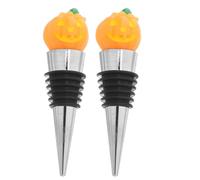 HANABASS 2 Pièces Bouchon de Bouteille de Vin pour Conservation du Vin Halloween en Résine Forme Citrouille Jaune, Joint Étanche Décor Festif pour Table de Fête